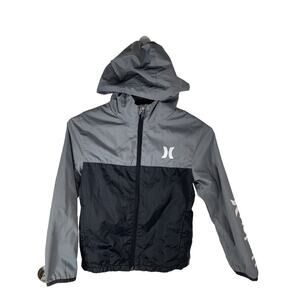 Hurley Youth Windbreaker Jacket Small Gray & Black